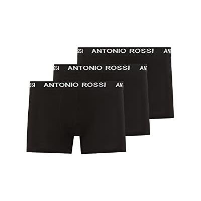 ANTONIO ROSSI (3/6er-Pack) Boxershorts Herren Unterhosen Männer Multipack mit Elastischem Bund Baumwollreich, Bequeme Herrenunterwäsche, Schwarz mit Weißer Schrift (3er-Pack), S ANTONIO ROSSI (3/6er-Pack) Boxershorts Herren Unterhosen Männer Multipack mit Elastischem Bund Baumwollreich, Bequeme Herrenunterwäsche, Schwarz mit Weißer Schrift (3er-Pack), S