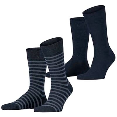 ESPRIT Herren Socken Fine Stripe Multipack M So Baumwolle gemustert 2 Paar, Blau Marine 6120, 43-46 ESPRIT Herren Socken Fine Stripe Multipack M So Baumwolle gemustert 2 Paar, Blau Marine 6120, 43-46