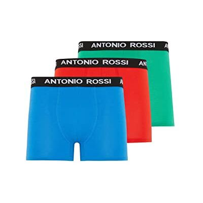 ANTONIO ROSSI (3/6er-Pack) Boxershorts Herren Unterhosen Männer Multipack mit Elastischem Bund Baumwollreich, Bequeme Herrenunterwäsche, Rot, Grün, Blau (3er-Pack), XL ANTONIO ROSSI (3/6er-Pack) Boxershorts Herren Unterhosen Männer Multipack mit Elastischem Bund Baumwollreich, Bequeme Herrenunterwäsche, Rot, Grün, Blau (3er-Pack), XL