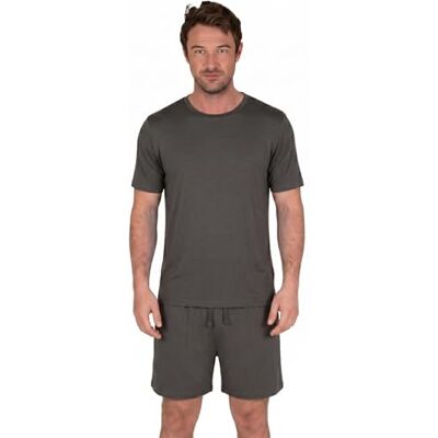 Light & Shade LSSET032 Herren T-Shirt mit Rundhalsausschnitt und kurzes Pyjama-Set, Holzkohle, S Light & Shade LSSET032 Herren T-Shirt mit Rundhalsausschnitt und kurzes Pyjama-Set, Holzkohle, S