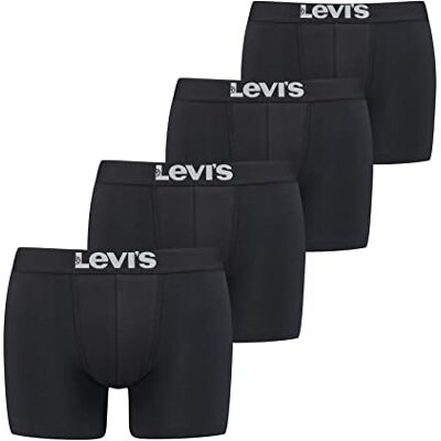 Levi's Levi’s Einfarbige Basic-Boxershorts, weiche Herrenunterwäsche aus Bio-Baumwolle mit elastischem Bund und doppelter Einlage, kein Hochrutschen, 4er-Pack Levi's Levi’s Einfarbige Basic-Boxershorts, weiche Herrenunterwäsche aus Bio-Baumwolle mit elastischem Bund und doppelter Einlage, kein Hochrutschen, 4er-Pack