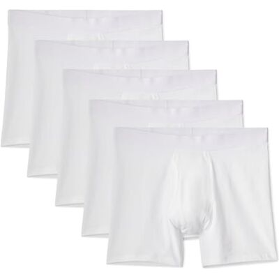 Amazon Essentials Herren Boxershorts aus Baumwoll-Jersey, 5er Pack, Weiß, XL Amazon Essentials Herren Boxershorts aus Baumwoll-Jersey, 5er Pack, Weiß, XL