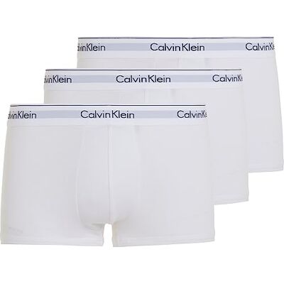 Calvin Herren 3er Pack Boxershorts Trunks Baumwolle mit Stretch, Mehrfarbig (White/White/White), S Calvin Herren 3er Pack Boxershorts Trunks Baumwolle mit Stretch, Mehrfarbig (White/White/White), S