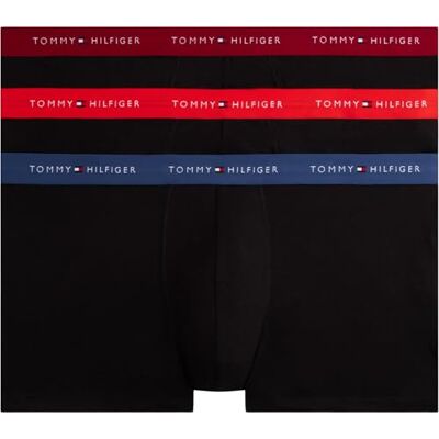 Tommy Hilfiger Herren 3er Pack Boxershorts Trunks mit Logobund, Schwarz (Fre Rd/Ae Sea/Ras Ju), 4XLT Tommy Hilfiger Herren 3er Pack Boxershorts Trunks mit Logobund, Schwarz (Fre Rd/Ae Sea/Ras Ju), 4XLT