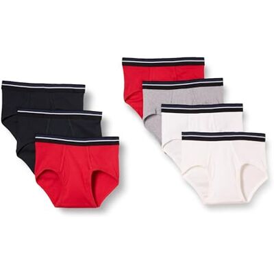 Amazon Essentials Herren Unterhosen aus Baumwolle, Atmungsaktiv, Ohne Etikett, Mehrfachpacks, 7er Pack, Grau/Rot/Weiß, L Amazon Essentials Herren Unterhosen aus Baumwolle, Atmungsaktiv, Ohne Etikett, Mehrfachpacks, 7er Pack, Grau/Rot/Weiß, L