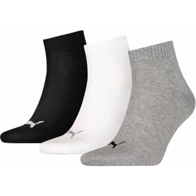 Puma Plain 3P Quarter Socke, Mehrfarbig (Grey/White/Black), 39-42 Puma Plain 3P Quarter Socke, Mehrfarbig (Grey/White/Black), 39-42