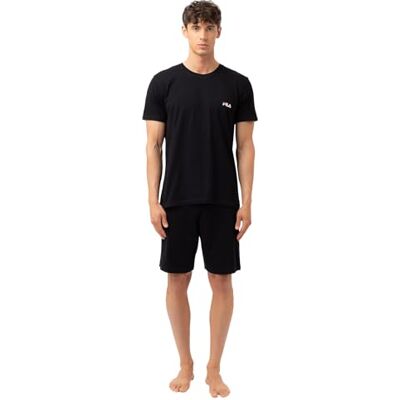 FILA Pyjama für Herren, kurz, 100% Baumwolle, Nachtwäsche, Herren, Schwarz, Größe M FILA Pyjama für Herren, kurz, 100% Baumwolle, Nachtwäsche, Herren, Schwarz, Größe M
