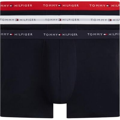 Tommy Hilfiger Herren 3er Pack Boxershorts Trunks mit Logobund, Mehrfarbig (des Sky/Primary Red/White), 4XLT Tommy Hilfiger Herren 3er Pack Boxershorts Trunks mit Logobund, Mehrfarbig (des Sky/Primary Red/White), 4XLT