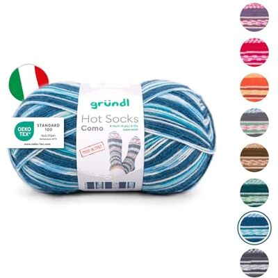 Gründl Wolle Hot Socks Como 4-fach Sockenwolle für 1 Paar Socken Sockengarn Weich und hautfreundlich 75% Schurwolle, 25% Polyamid 1 Knäuel 100 g / 420 m -Nadelstärke 2,5-3 nachtblau-weiß Gründl Wolle Hot Socks Como 4-fach Sockenwolle für 1 Paar Socken Sockengarn Weich und hautfreundlich 75% Schurwolle, 25% Polyamid 1 Knäuel 100 g / 420 m -Nadelstärke 2,5-3 nachtblau-weiß