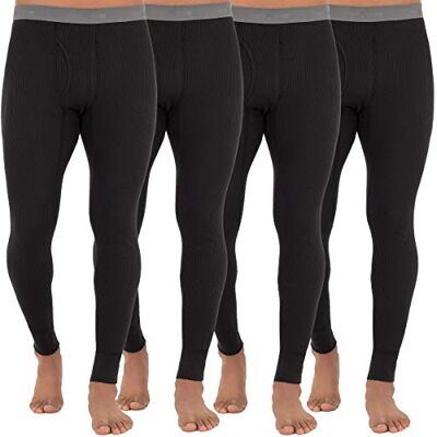 Fruit of the Loom Herren-Thermounterhose aus recyceltem Premium-Waffelmuster, Lange Unterhose, Schwarz, 4 Stück, Groß Fruit of the Loom Herren-Thermounterhose aus recyceltem Premium-Waffelmuster, Lange Unterhose, Schwarz, 4 Stück, Groß