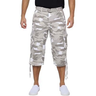 X RAY Herren Taktische Cargo-Shorts mit Gürtel, 45,7 cm Schrittlänge unterhalb der Knielänge, mehrere Taschen, 3/4 Caprihose, Weiß, Camouflage, 50 X RAY Herren Taktische Cargo-Shorts mit Gürtel, 45,7 cm Schrittlänge unterhalb der Knielänge, mehrere Taschen, 3/4 Caprihose, Weiß, Camouflage, 50