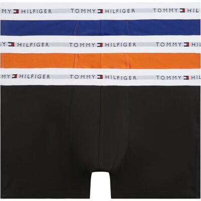 Tommy Hilfiger Herren 3er Pack Boxershorts Trunks mit Logomuster-Bund, Schwarz (Reg Blu/Bon Org/Blk), XXL Tommy Hilfiger Herren 3er Pack Boxershorts Trunks mit Logomuster-Bund, Schwarz (Reg Blu/Bon Org/Blk), XXL