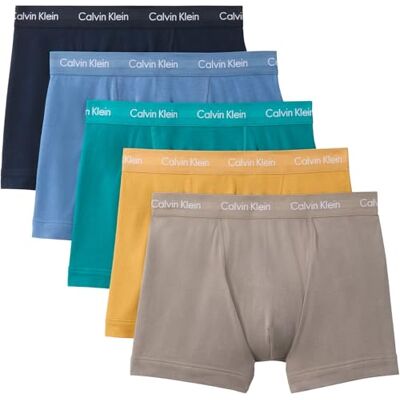 Calvin Herren 5er Pack Boxershorts Trunks Unterwäsche, Mehrfarbig (Driftwood/Moonlight Blue/Fanfare/), M Calvin Herren 5er Pack Boxershorts Trunks Unterwäsche, Mehrfarbig (Driftwood/Moonlight Blue/Fanfare/), M