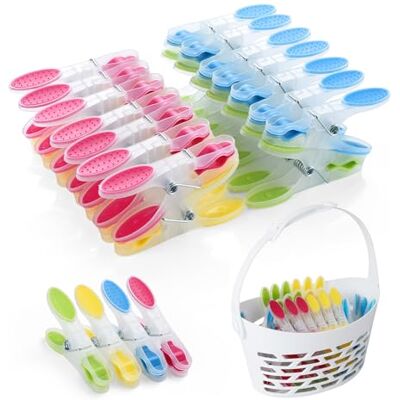 AiQInu 40 Stück Wäscheklammern mit Korb, Plastik Handtuchklammern Clothes Pegs mit Rutschfestem Silikon, Mehrfarbig Klammer Hinterlässt Keine Marken für Wäsche Hosen T Shirts Unterwäsche Socke AiQInu 40 Stück Wäscheklammern mit Korb, Plastik Handtuchklammern Clothes Pegs mit Rutschfestem Silikon, Mehrfarbig Klammer Hinterlässt Keine Marken für Wäsche Hosen T Shirts Unterwäsche Socke