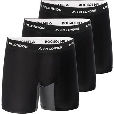 FM London 3er-Pack Bambus-Boxershorts für Herren mit Reibungsschutz – Weiche Unterhosen für Männer mit Langem Bein und Vorgeformtem Schritt – Feuchtigkeitsableitend, Etikettenlos und Atmungsaktiv FM London 3er-Pack Bambus-Boxershorts für Herren mit Reibungsschutz – Weiche Unterhosen für Männer mit Langem Bein und Vorgeformtem Schritt – Feuchtigkeitsableitend, Etikettenlos und Atmungsaktiv
