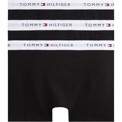 Tommy Hilfiger Jungen 3er Pack Boxershorts Trunks mit Logobund, Schwarz (Black/Black/Black), 8-10 Jahre Tommy Hilfiger Jungen 3er Pack Boxershorts Trunks mit Logobund, Schwarz (Black/Black/Black), 8-10 Jahre