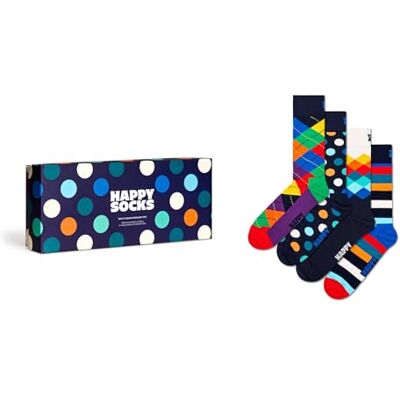 Happy Socks Unisex 4-Pack Multi-Color Gift Set Socken, Blau, Small/Medium Happy Socks Unisex 4-Pack Multi-Color Gift Set Socken, Blau, Small/Medium