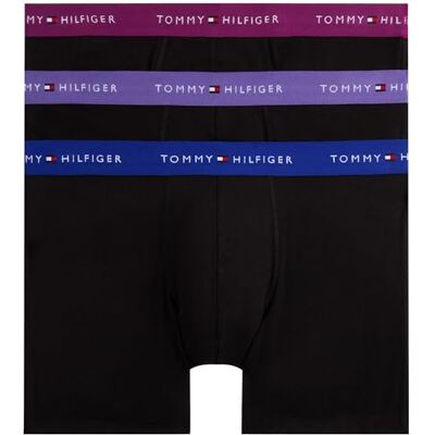 Tommy Hilfiger Herren 3er Pack Boxershorts Briefs aus Baumwolle, Schwarz (RCH MUL/Wdge Blu/Mon Prple), S-M Tommy Hilfiger Herren 3er Pack Boxershorts Briefs aus Baumwolle, Schwarz (RCH MUL/Wdge Blu/Mon Prple), S-M