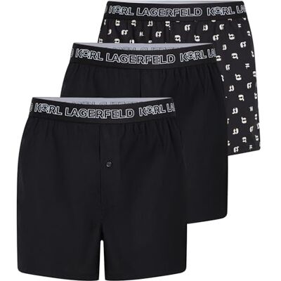 KARL LAGERFELD Herren Ikon Woven Boxer (3 Pack) Schwarz/Ikon Allover-Print Schwarz M KARL LAGERFELD Herren Ikon Woven Boxer (3 Pack) Schwarz/Ikon Allover-Print Schwarz M