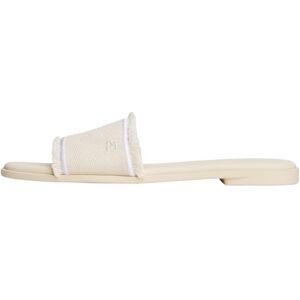 Tommy Hilfiger Damen Sandalen Fringe Canvas Flat Elegant, Elfenbein (Muslin), 42 Tommy Hilfiger Damen Sandalen Fringe Canvas Flat Elegant, Elfenbein (Muslin), 42