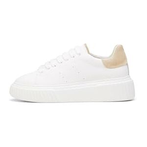 Marc O' Polo Marc OߴPolo Damen Sneaker flach aus Leder mit Plateau, Weiß (White Cotton/Light Dusty Sand), 41 Marc O' Polo Marc OߴPolo Damen Sneaker flach aus Leder mit Plateau, Weiß (White Cotton/Light Dusty Sand), 41