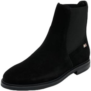 Tommy Hilfiger Damen Chelsea Boots Flag Suede Flach, Schwarz (Black), 36 Tommy Hilfiger Damen Chelsea Boots Flag Suede Flach, Schwarz (Black), 36