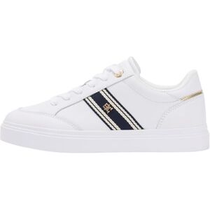 Tommy Hilfiger Damen Cupsole Sneaker Chic Webbing aus Leder, Weiß (White), 37 Tommy Hilfiger Damen Cupsole Sneaker Chic Webbing aus Leder, Weiß (White), 37