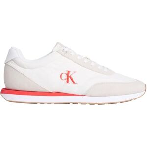 Calvin Herren Runner Sneaker Retro Mix mit Logo, Weiß (Marshmallow/White/Orange), 44 Calvin Herren Runner Sneaker Retro Mix mit Logo, Weiß (Marshmallow/White/Orange), 44