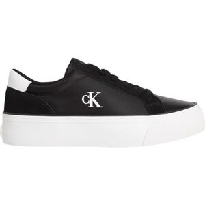 Calvin Damen Vulcanized Sneaker Flatform Nylon Mix mit Logo, Schwarz (Black/Bright White), 37 Calvin Damen Vulcanized Sneaker Flatform Nylon Mix mit Logo, Schwarz (Black/Bright White), 37