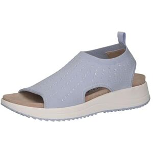 CAPRICE Damen Sandalen flach weiches Fußbett Bequem, Blau (Lt.Blue Knit), 37 EU CAPRICE Damen Sandalen flach weiches Fußbett Bequem, Blau (Lt.Blue Knit), 37 EU