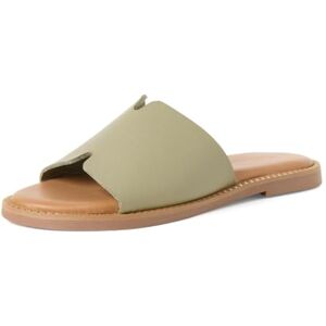 Tamaris Damen Pantolette Leder flach, grün, 39 EU Tamaris Damen Pantolette Leder flach, grün, 39 EU