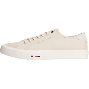 Tommy Hilfiger Herren Vulcanized Sneaker Street Canvas mit Logo, Elfenbein (Newsprint), 41 Tommy Hilfiger Herren Vulcanized Sneaker Street Canvas mit Logo, Elfenbein (Newsprint), 41