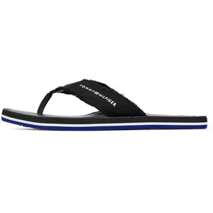 Tommy Hilfiger Herren Flip Flops Leather Beach Sandal mit Fransen, Schwarz (Black), 46 Tommy Hilfiger Herren Flip Flops Leather Beach Sandal mit Fransen, Schwarz (Black), 46