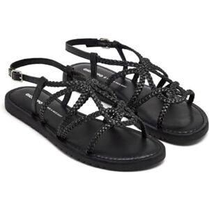 GIOSEPPO Flache Sandalen aus geflochtenem Leder, Orland, Schwarz, 38 EU GIOSEPPO Flache Sandalen aus geflochtenem Leder, Orland, Schwarz, 38 EU