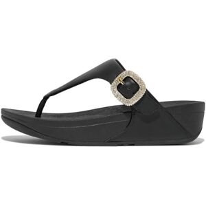 Fitflop Lulu Damen-Sandalen mit Kristallschnalle, Leder, Zehentrenner, Schwarz, 39 EU Fitflop Lulu Damen-Sandalen mit Kristallschnalle, Leder, Zehentrenner, Schwarz, 39 EU