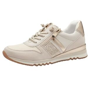 MARCO TOZZI Damen Sneaker flach mit Reißverschluss Vegan, Beige (Cream/Gold), 37 EU MARCO TOZZI Damen Sneaker flach mit Reißverschluss Vegan, Beige (Cream/Gold), 37 EU