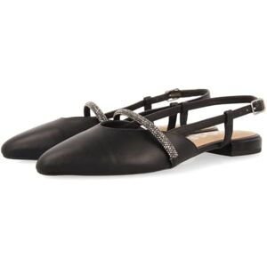 GIOSEPPO GODRANO Ballerinas aus schwarzem Leder mit Streifendetails mit Pflasterei für Damen, Schwarz, 39 EU GIOSEPPO GODRANO Ballerinas aus schwarzem Leder mit Streifendetails mit Pflasterei für Damen, Schwarz, 39 EU