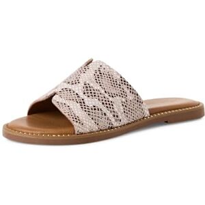 Tamaris Damen Pantolette Leder flach, beige, 37 EU Tamaris Damen Pantolette Leder flach, beige, 37 EU