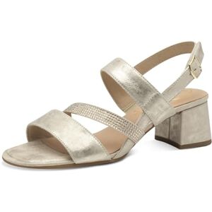 Tamaris Comfort Damen Sandalen mit Absatz mit Glitzerdetails Elegant, Gold (Cloudy Gold), 38 EU Tamaris Comfort Damen Sandalen mit Absatz mit Glitzerdetails Elegant, Gold (Cloudy Gold), 38 EU