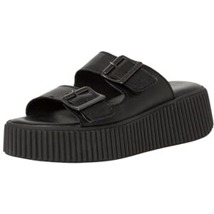 Tamaris Damen Plateau Mules Leder Keilabsatz Sommer; BLACK/schwarz; 38 EU Tamaris Damen Plateau Mules Leder Keilabsatz Sommer; BLACK/schwarz; 38 EU