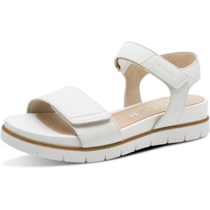 Tamaris Damen Wide Fit Damen Sandalen flach aus Leder mit Klettverschluss, weiß (white nappa), 37 EU Tamaris Damen Wide Fit Damen Sandalen flach aus Leder mit Klettverschluss, weiß (white nappa), 37 EU