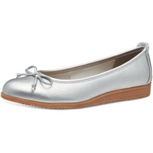 MARCO TOZZI Damen Ballerinas Runde Spitze mit Schleife, Silber (Silver), 41 EU MARCO TOZZI Damen Ballerinas Runde Spitze mit Schleife, Silber (Silver), 41 EU
