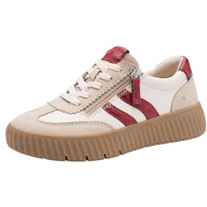 Tamaris Damen Wide FIT Sneaker flach mit Reißverschluss Freizeit, Mehrfarbig (Beige/Red), 42 EU Tamaris Damen Wide FIT Sneaker flach mit Reißverschluss Freizeit, Mehrfarbig (Beige/Red), 42 EU