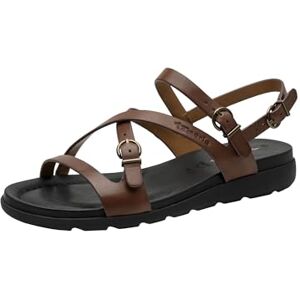 Tamaris Damen Pantolette mit Keilabsatz Leder, braun, 39 EU Tamaris Damen Pantolette mit Keilabsatz Leder, braun, 39 EU