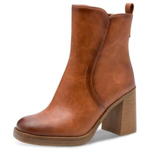 MARCO TOZZI Damen Stiefeletten mit Reißverschluss Blockabsatz, Braun (Cognac), 41 EU MARCO TOZZI Damen Stiefeletten mit Reißverschluss Blockabsatz, Braun (Cognac), 41 EU