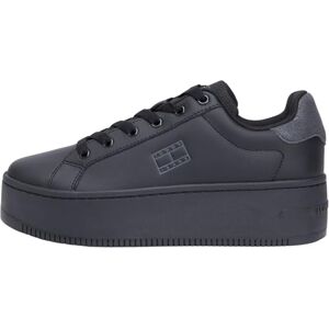 Tommy Jeans Damen Flatform Sneaker Essential Low Top, Schwarz (Black), 37 Tommy Jeans Damen Flatform Sneaker Essential Low Top, Schwarz (Black), 37