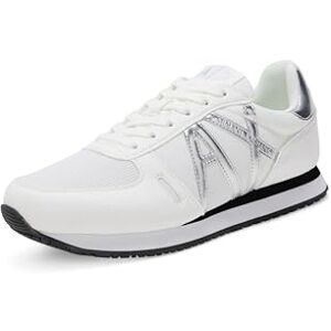 Giorgio Armani Damen Sneaker mit appliziertem Logo, Weiß Silber, 39 EU Giorgio Armani Damen Sneaker mit appliziertem Logo, Weiß Silber, 39 EU
