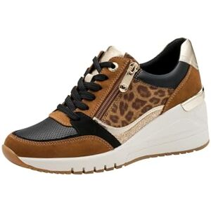 MARCO TOZZI Damen Wedge Sneaker mit Reißverschluss Vegan, Braun (Nut Comb), 40 EU MARCO TOZZI Damen Wedge Sneaker mit Reißverschluss Vegan, Braun (Nut Comb), 40 EU