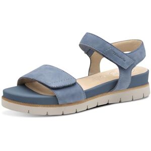 Tamaris Damen Wide Fit Damen Sandalen flach aus Leder mit Klettverschluss, Blau (Denim Nubuc), 39 EU Tamaris Damen Wide Fit Damen Sandalen flach aus Leder mit Klettverschluss, Blau (Denim Nubuc), 39 EU