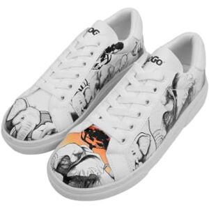DOGO Damen-Sneaker aus veganem Leder, Weiß, Motiv: Sunset Animals, Mehrfarbig, 36 EU DOGO Damen-Sneaker aus veganem Leder, Weiß, Motiv: Sunset Animals, Mehrfarbig, 36 EU